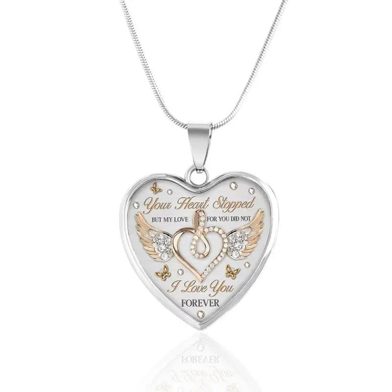 New drop glue peach heart necklace for your love never stops letter collar trend elegant women's style A&S Collection