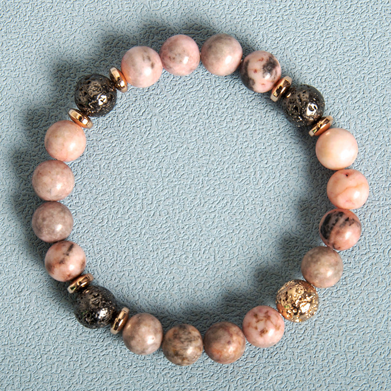 Fashion New Haematite Spacer Natural Stone Powder Zebra Beaded Bracelet CJ