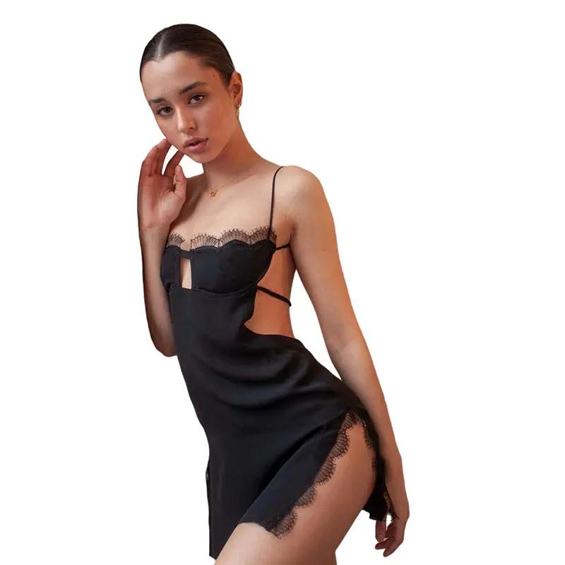 Europe and the United States style new women's sling-a-line shoulder fashion sexy backless slit dress women A&S Collection