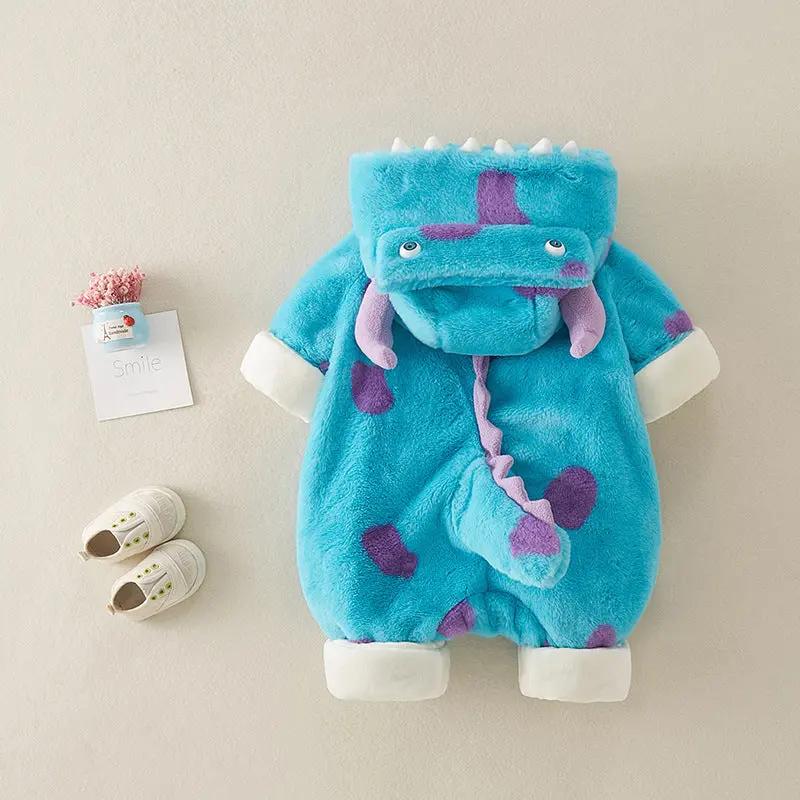 Adorable monster-themed baby onesie with a hood, perfect for a fun and cute look. A&S Collection