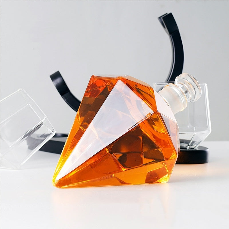 Whiskey Wine Set Suit Diamond Type Wine Bottle Wine Glass Borosilicate Glass Wine Pourer Kitchen Gadgets A&S Collection