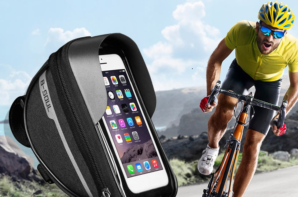 Waterproof Bicycle Cell Phone Holder with Front Pocket | Anti-Glare and Durable Design for Cycling CJ