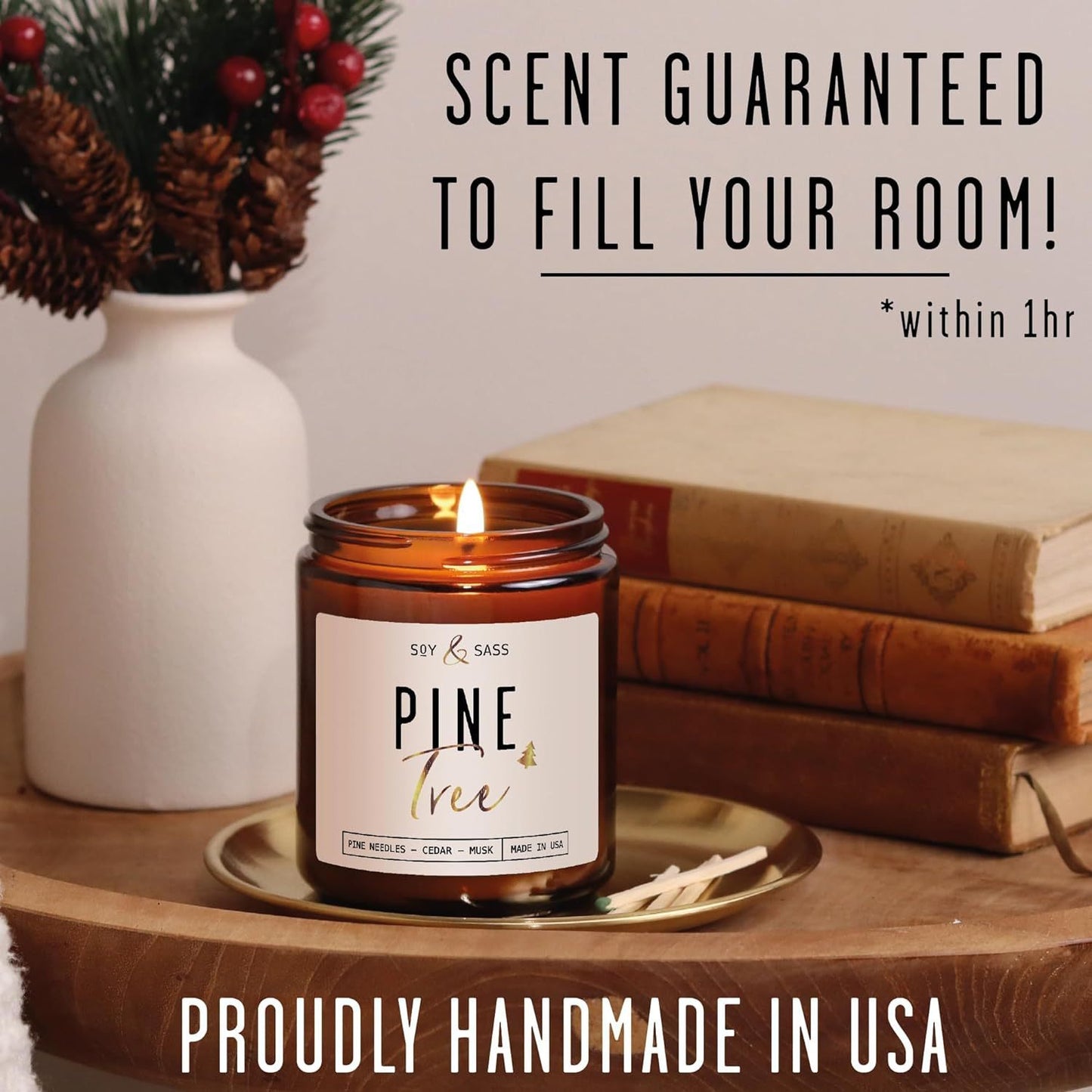 Pine Scented Candle - Natural Home Fragrance for Relaxation & Cozy Ambiance CJ