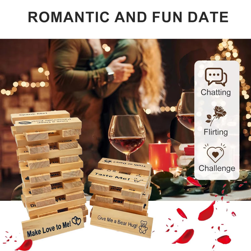 Couple Game Night Intimacy Block Tower Jenga Game Valentine Tumbling Tower Stacking Blocks Game Party Interactive Games 18 A&S Collection