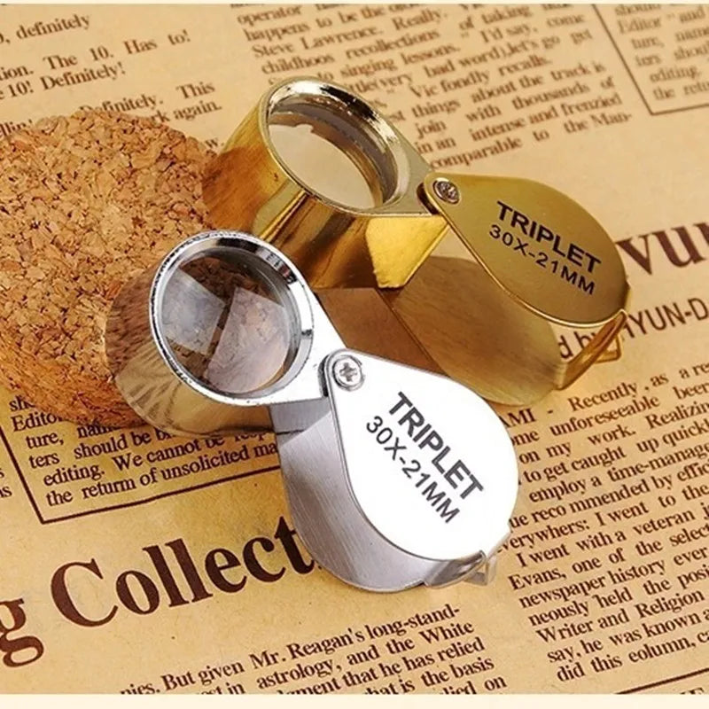 Pocket Loupe Magnifier Jewelry Magnifying Glass Foldable Diamond Lupa Triplet Jewelers Eye Glass Tool Reading Magnifier