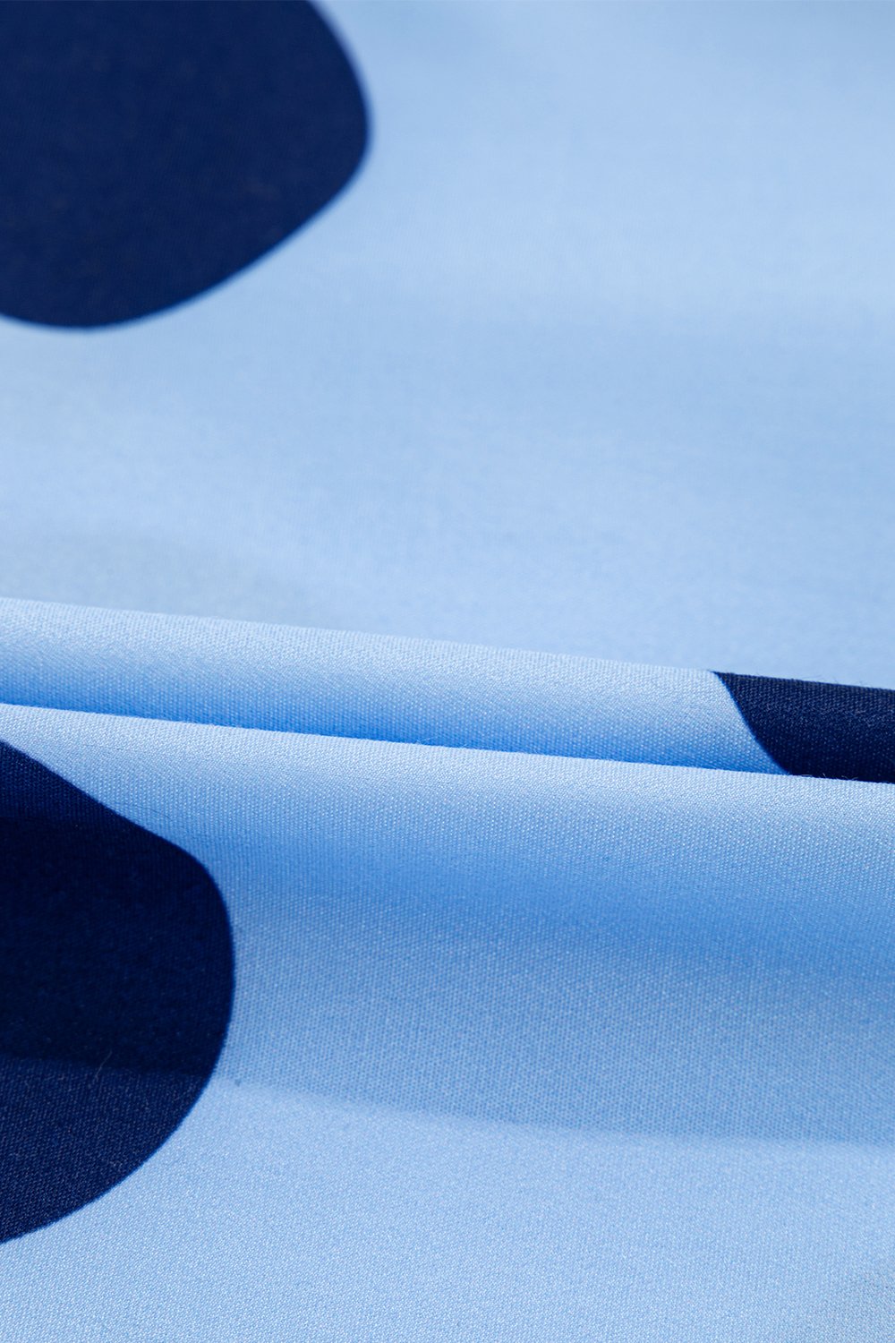 Polka Dot Print Ruffled Short Sleeve Buttoned Collared Blouse.