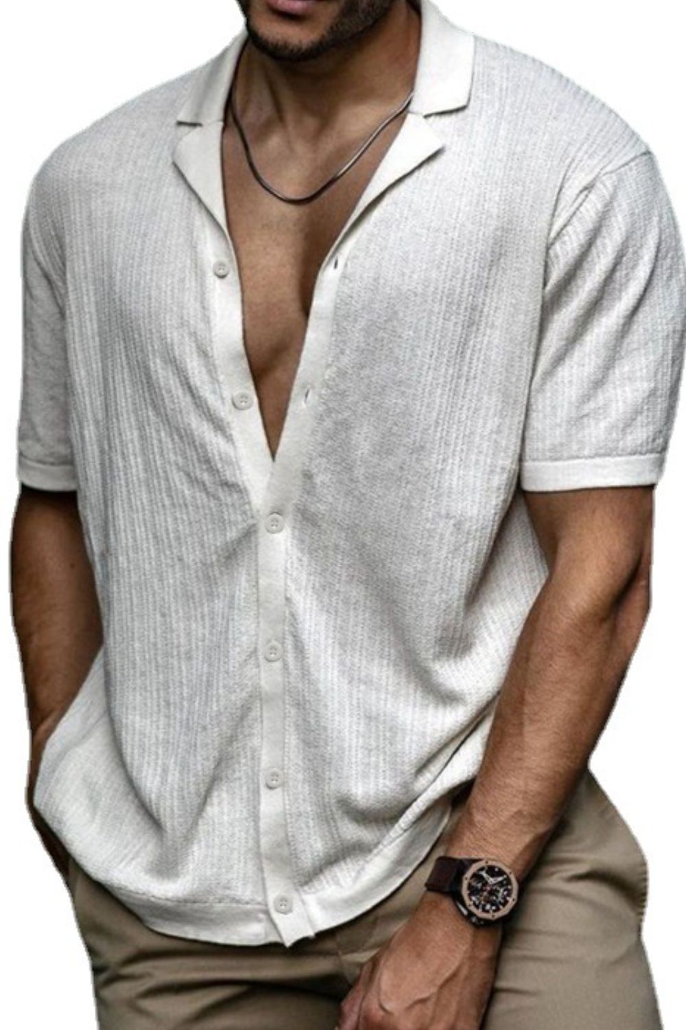 Men's Plus Size Button Up Short Sleeve Shirt.