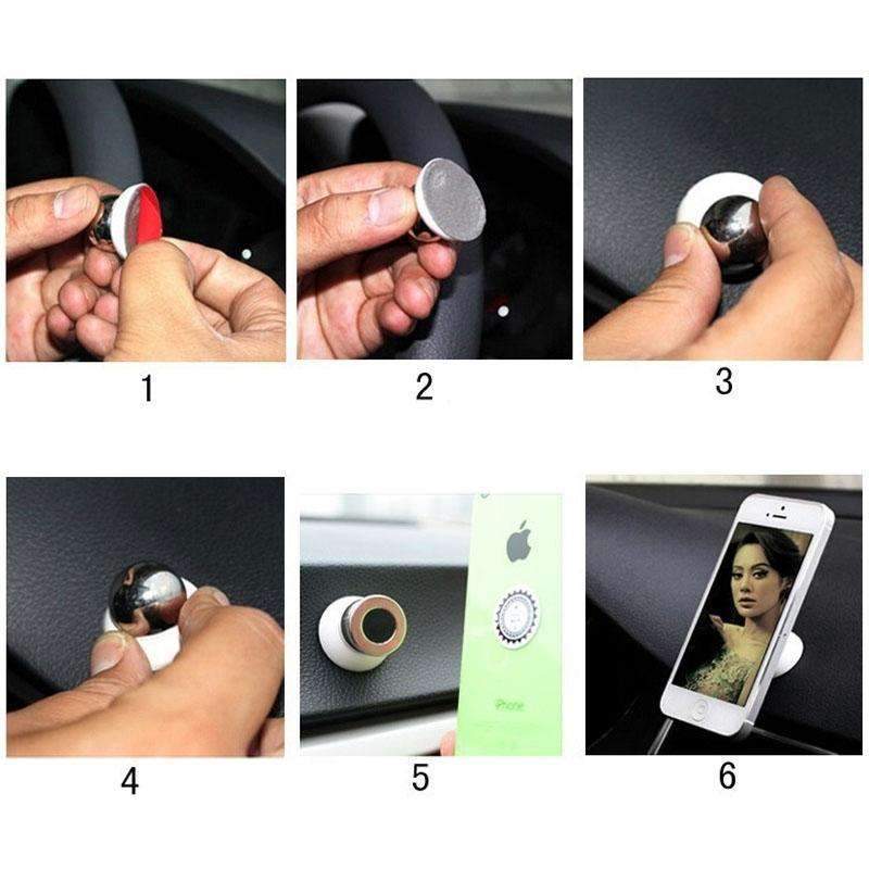 Magnetic Car Cell Phone Holder Mount Dash 360 Rotating For iPhone GPS Silver Millie