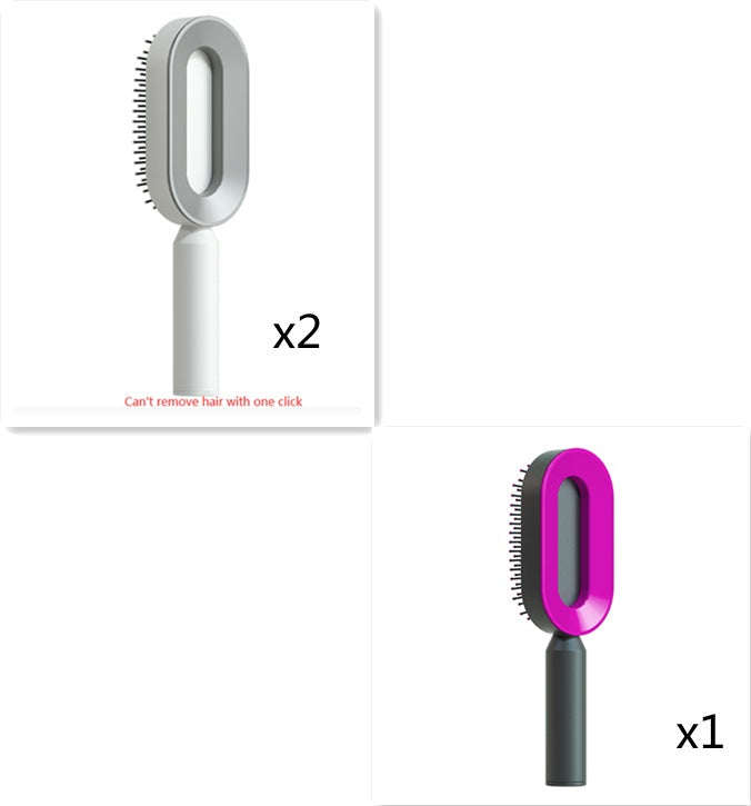 Self Cleaning Hair Brush For Women One-key Cleaning Hair Loss Airbag Massage Scalp Comb Anti-Static Hairbrush CJ