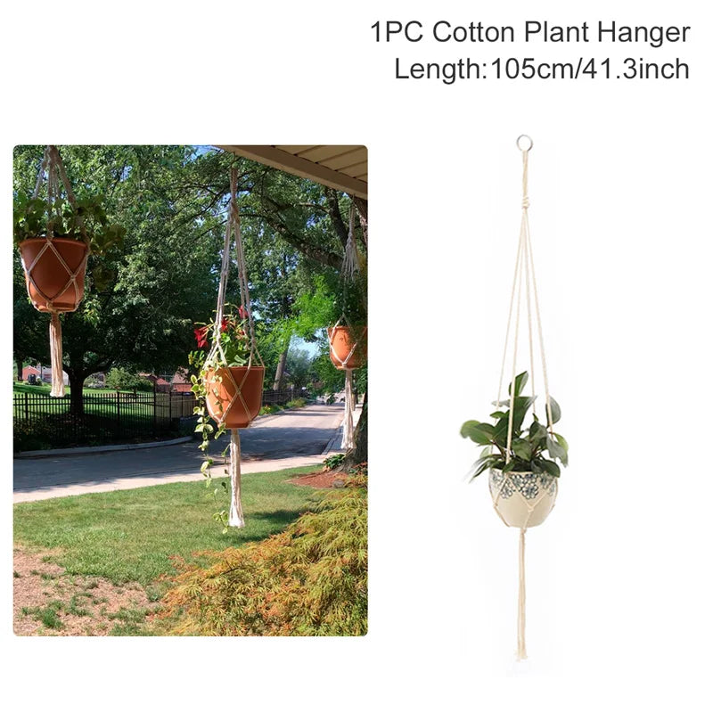 Hanging Plant Handmade Macrame Plant Hanger Flower Pot Planter Hanger Wall Decor Courtyard Garden Hanging Planter Hanging Basket A&S Collection