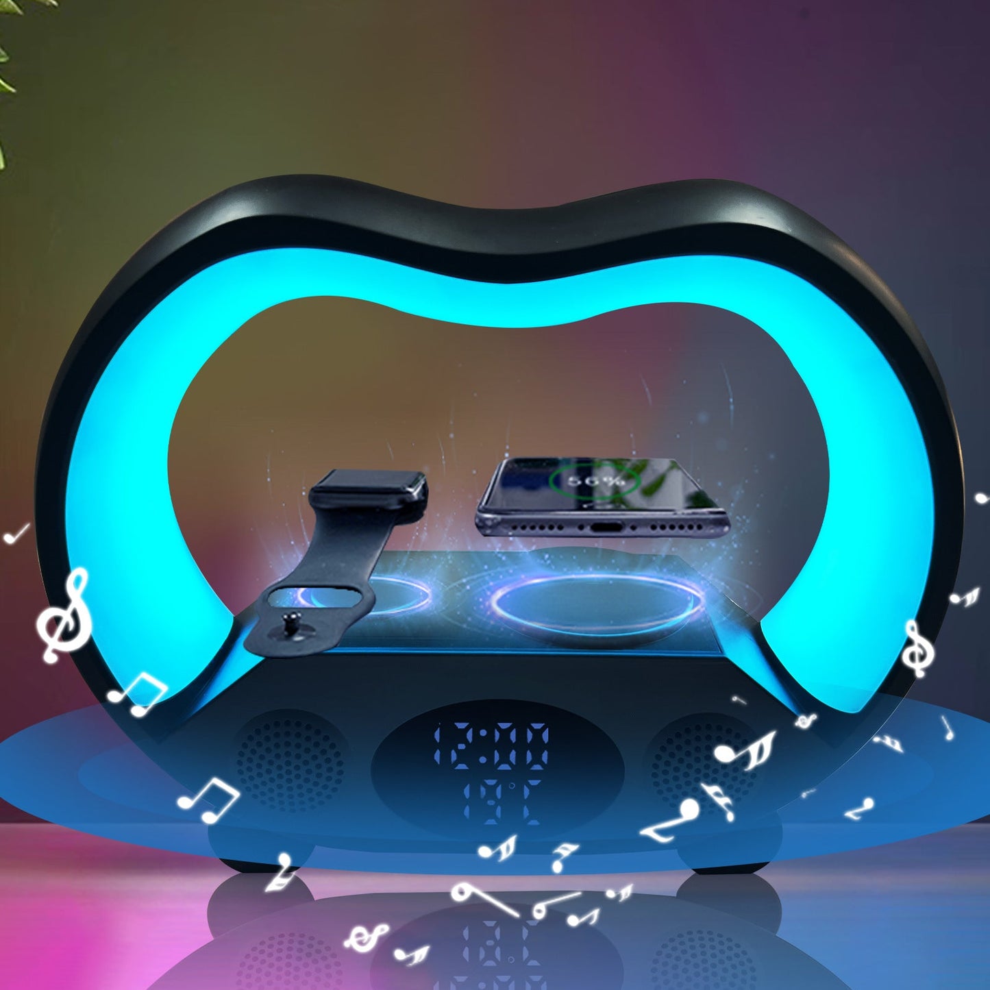 2024 New 6 In 1 Smart Remote Control Bluetooth-compatible Ambience Intelligent LED Table Lamp Multi-function Wireless Charger Night Light Bluetooth-compatible Speaker A&S Collection