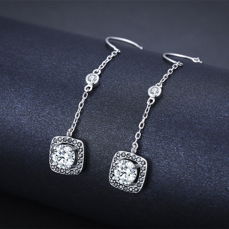 Light Luxury Long Copper Plated Zircon Earrings A&S Collection