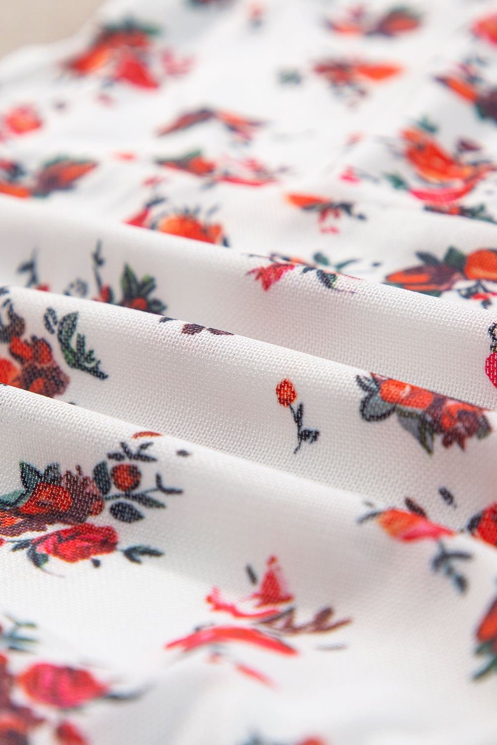 Floral Frilled Trim Spaghetti Straps Bodysuit.