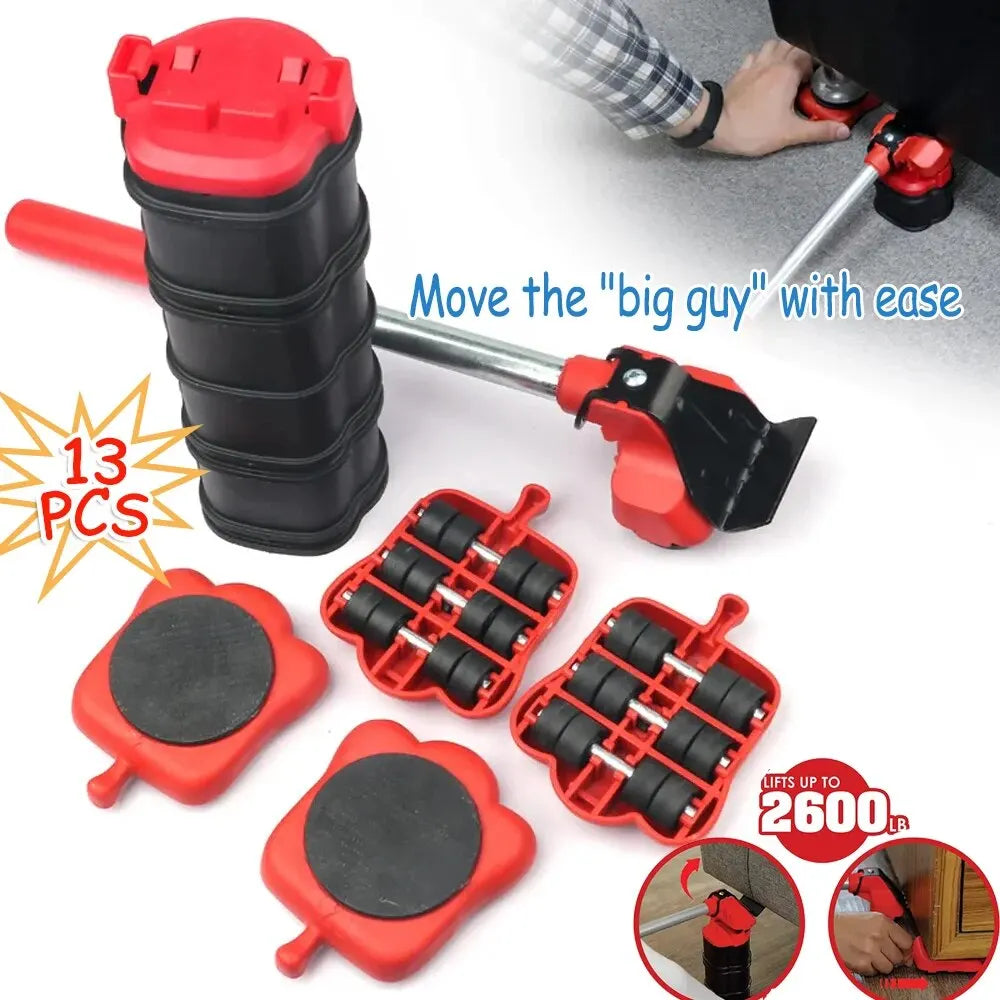 15PCS Furniture Moving Transport Roller Set Removal Lifting Moving Tool Set Wheel Bar Mover Moving Heavy Stuffs Device Hand Tool A&S Collection