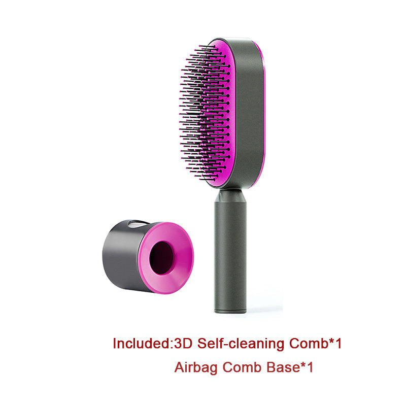 Self Cleaning Hair Brush For Women One-key Cleaning Hair Loss Airbag Massage Scalp Comb Anti-Static Hairbrush CJ