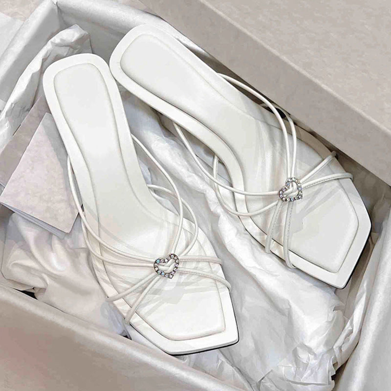 Romantic Rhinestone Thin Heels: High Heels for Women Who Love Elegance.