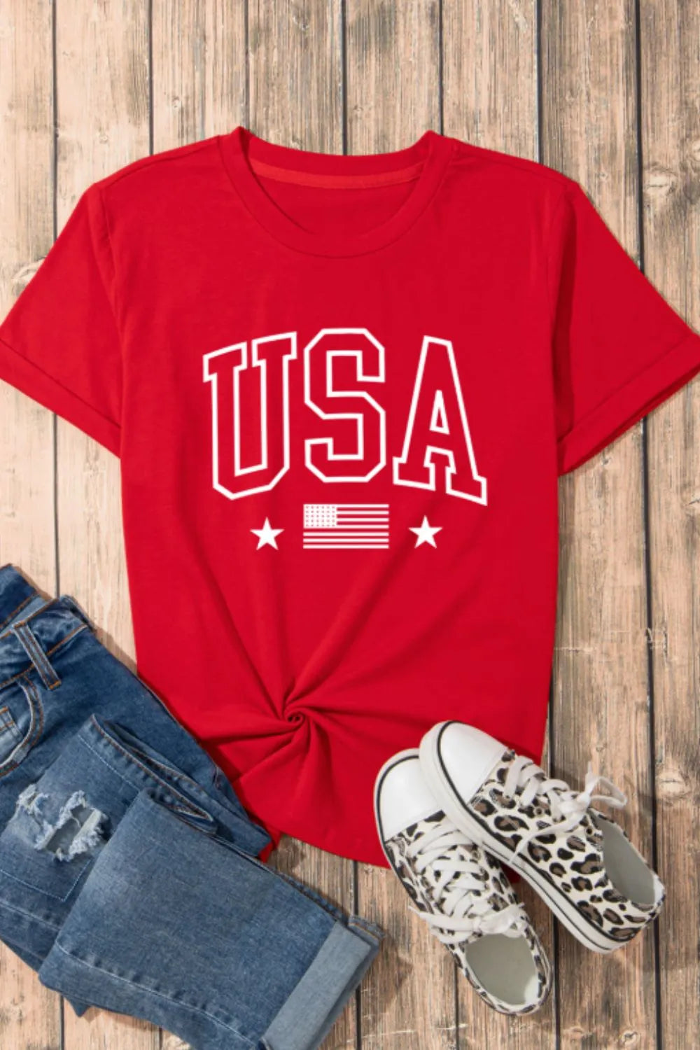 USA American Flag Crewneck T Shirt.