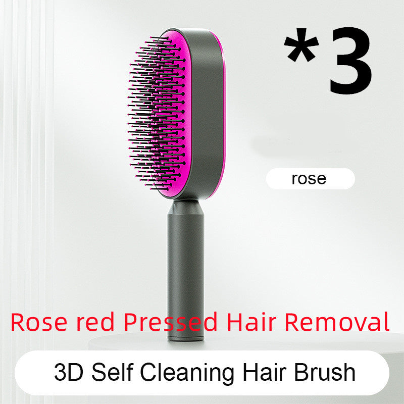 Self Cleaning Hair Brush For Women One-key Cleaning Hair Loss Airbag Massage Scalp Comb Anti-Static Hairbrush CJ
