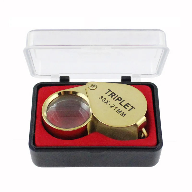Pocket Loupe Magnifier Jewelry Magnifying Glass Foldable Diamond Lupa Triplet Jewelers Eye Glass Tool Reading Magnifier