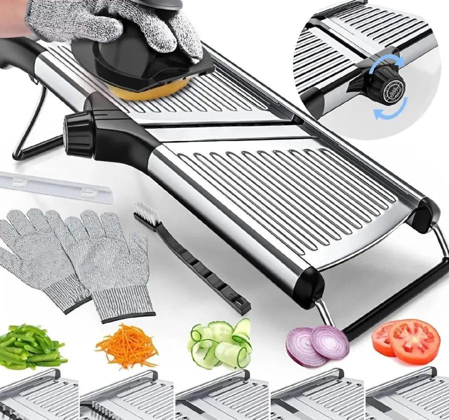 Stainless Steel Chopper Set Mandolin Grater Slicer Cut Resistant Gloves A&S Collection