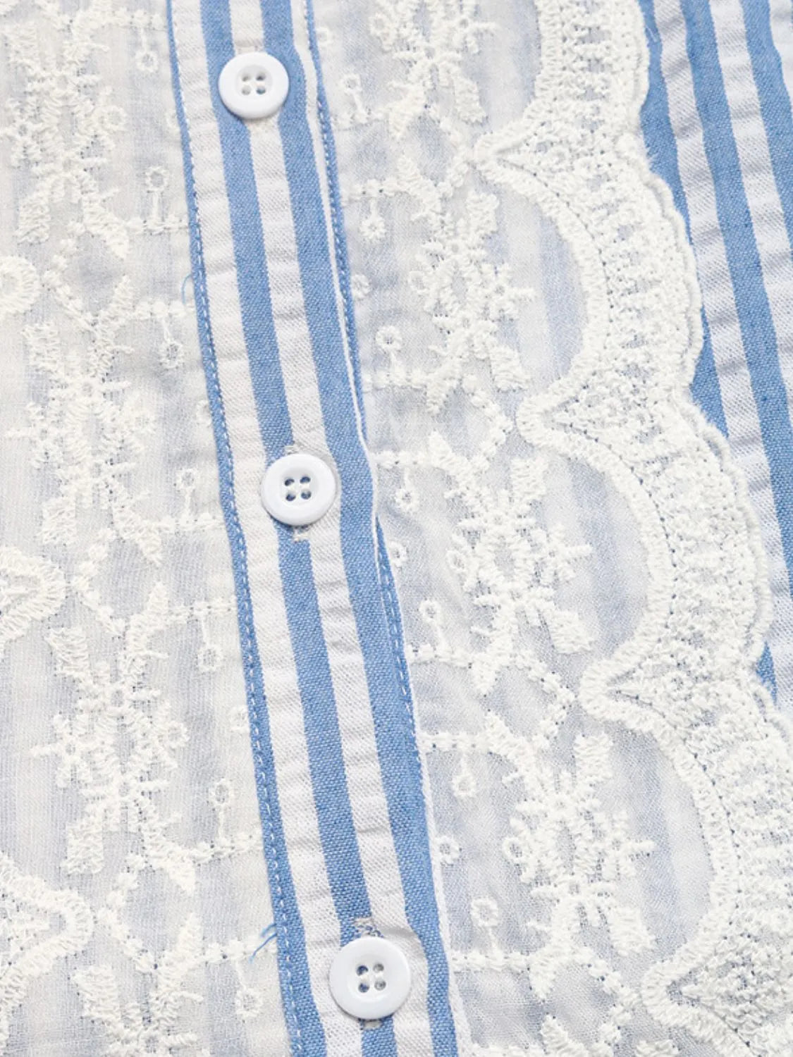 Lace Detail Button Down Cap Sleeve Shirt.