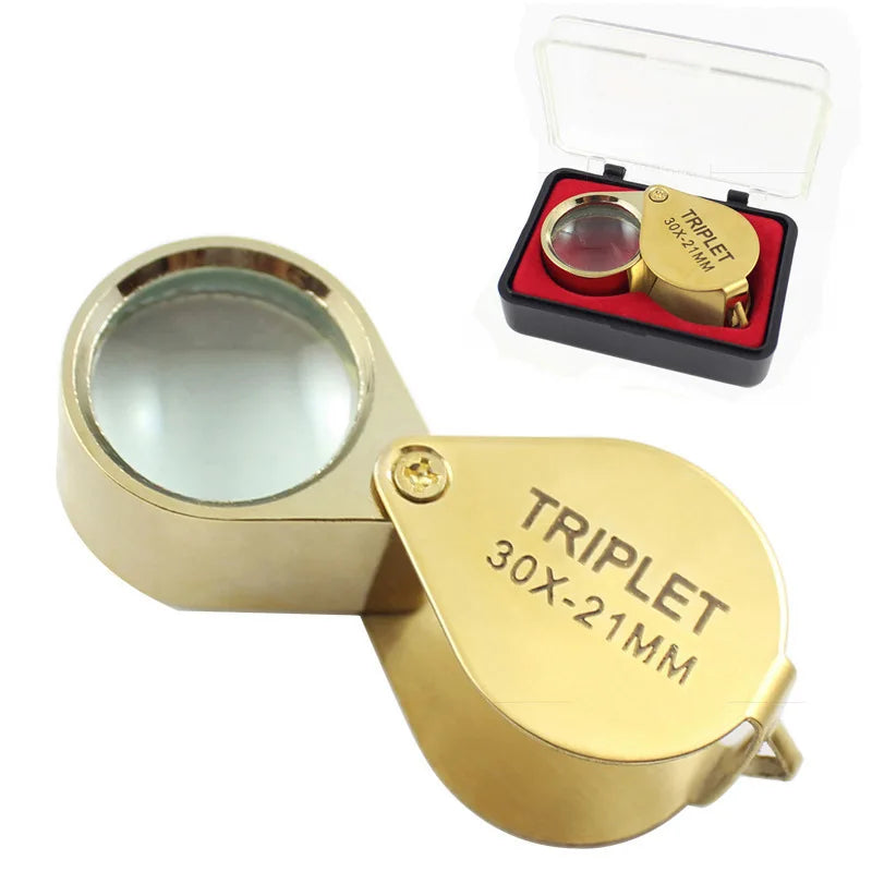 Pocket Loupe Magnifier Jewelry Magnifying Glass Foldable Diamond Lupa Triplet Jewelers Eye Glass Tool Reading Magnifier