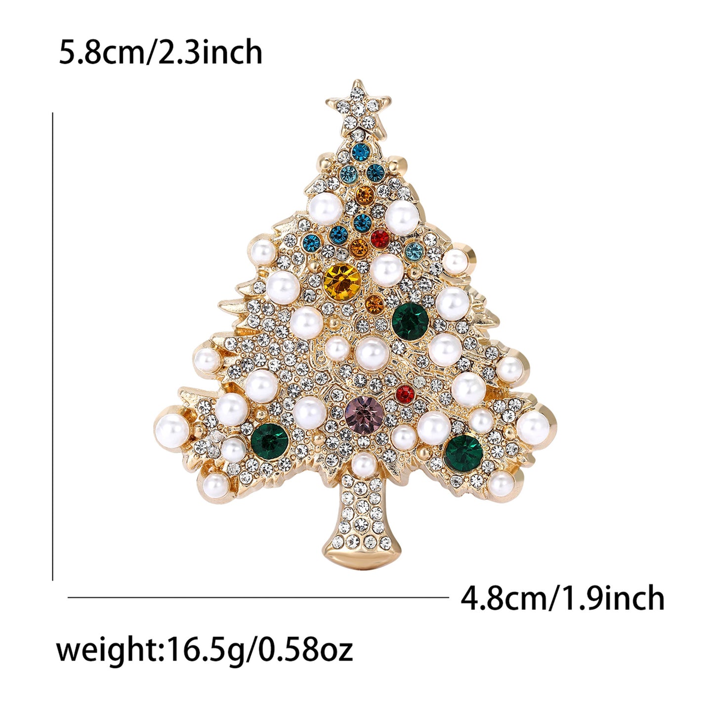 Alloy Rhinestone Pearl Christmas Tree Brooch