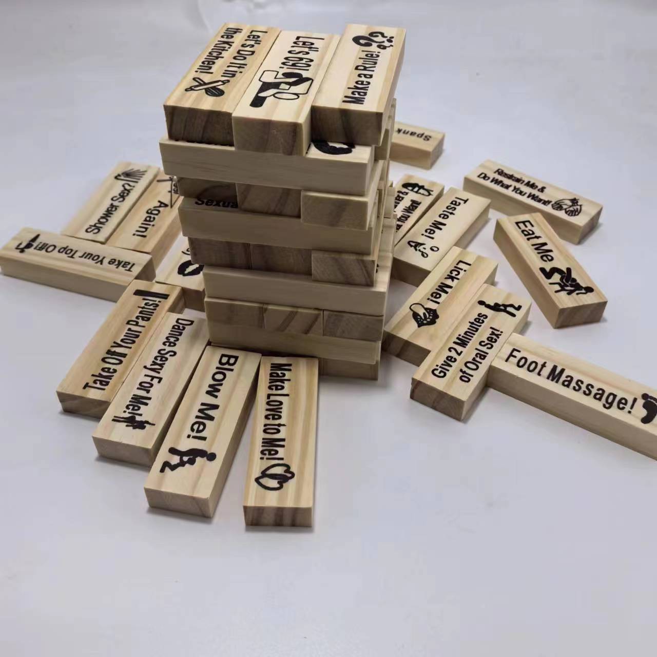 Couple Game Night Intimacy Block Tower Jenga Game Valentine Tumbling Tower Stacking Blocks Game Party Interactive Games 18 A&S Collection