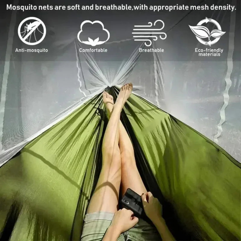 2 Person Outdoor Camping Hammock with Mosquito Net Portable Comfortable Sleeping Tent Hammock Outdoor Furniture Bed A&S Collection