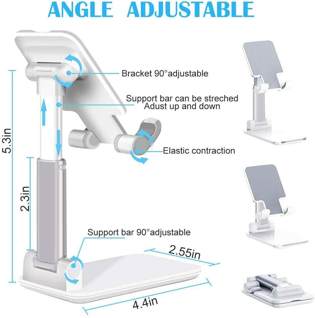 Foldable Desktop Mobile & Tablet Stand | Adjustable Cell Phone Holder for Desk & Table CJ