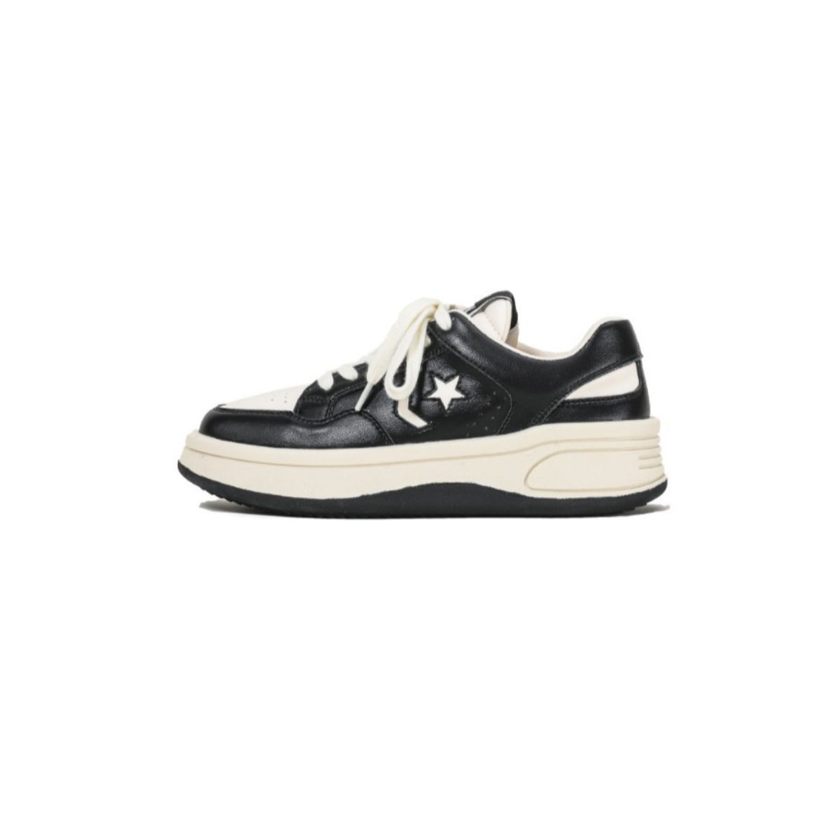 Star Lace Up Round Toe Platform Sneakers.