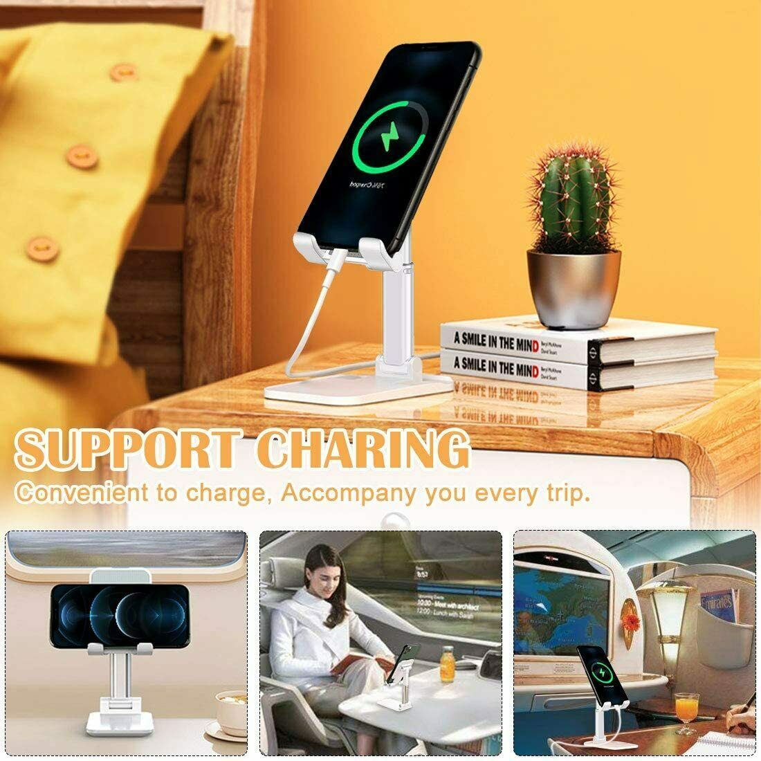 Foldable Desktop Mobile & Tablet Stand | Adjustable Cell Phone Holder for Desk & Table CJ
