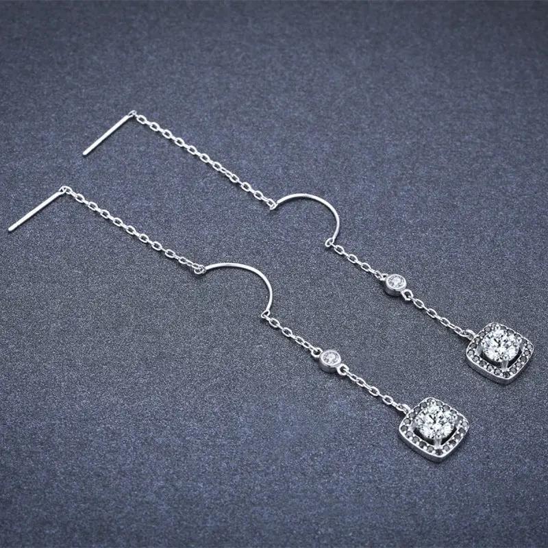 Light Luxury Long Copper Plated Zircon Earrings A&S Collection
