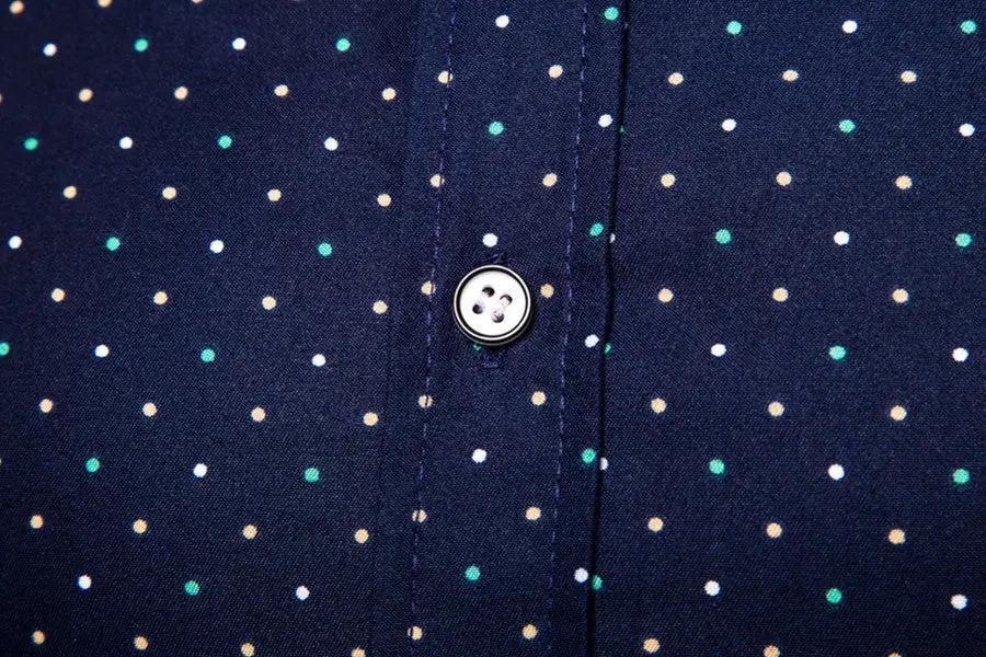 Men's printed long-sleeved shirts sell well Business polka dot long-sleeved shirts Wish slim shirt men A&S Collection