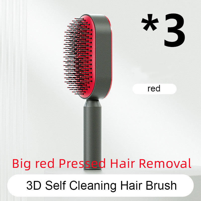 Self Cleaning Hair Brush For Women One-key Cleaning Hair Loss Airbag Massage Scalp Comb Anti-Static Hairbrush CJ