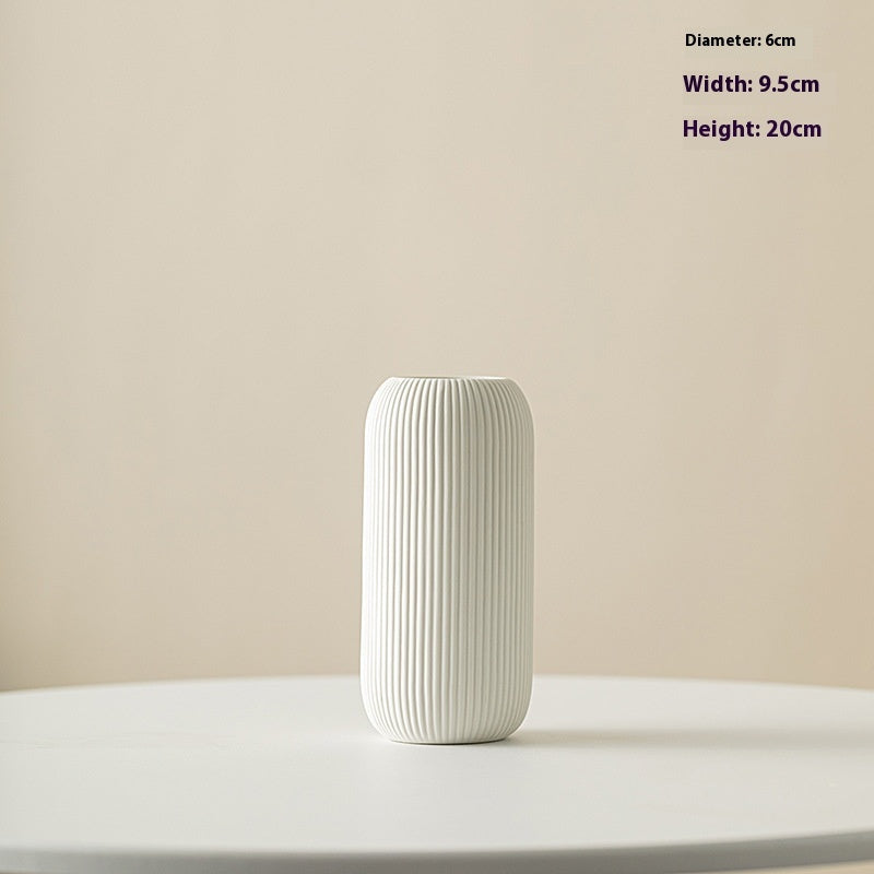 Vertical Pattern Ceramic Vase Ins High-grade Appearance CJ