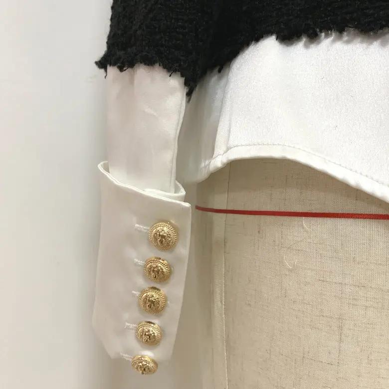 Autumn/winter new European and American fashion satin stitching lion button shirt jacket Hypersku