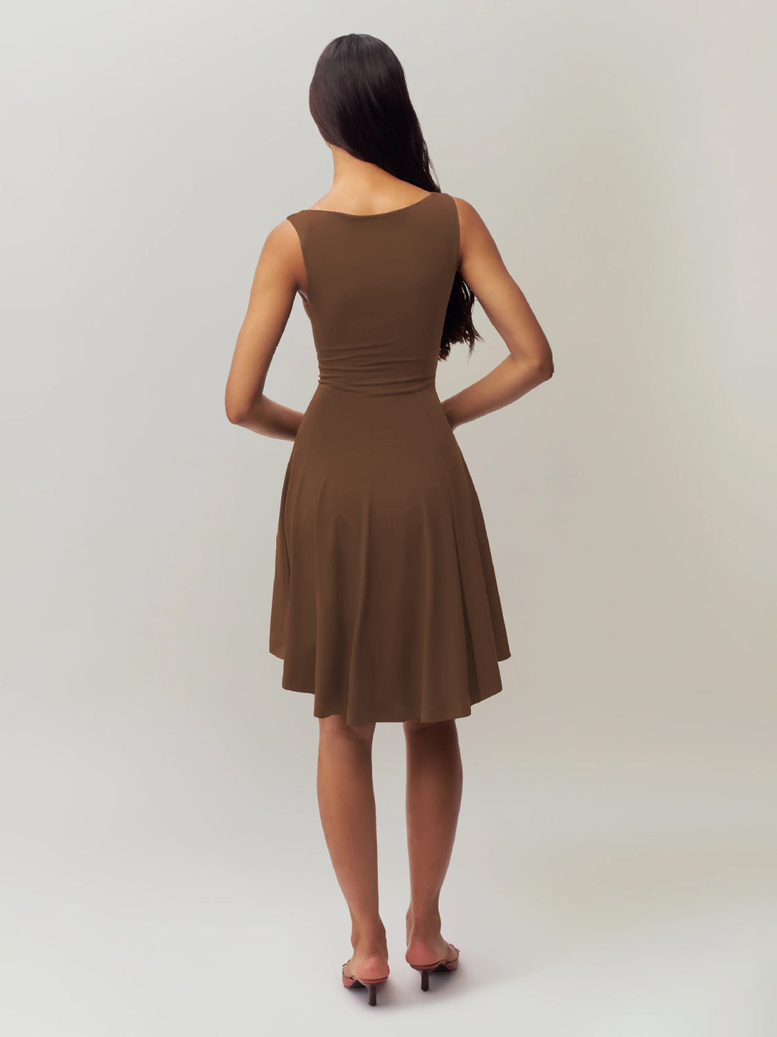 High-Low Round Neck Sleeveless Dress.