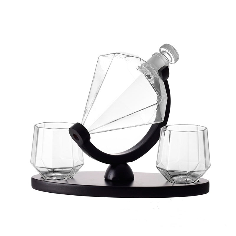 Whiskey Wine Set Suit Diamond Type Wine Bottle Wine Glass Borosilicate Glass Wine Pourer Kitchen Gadgets A&S Collection