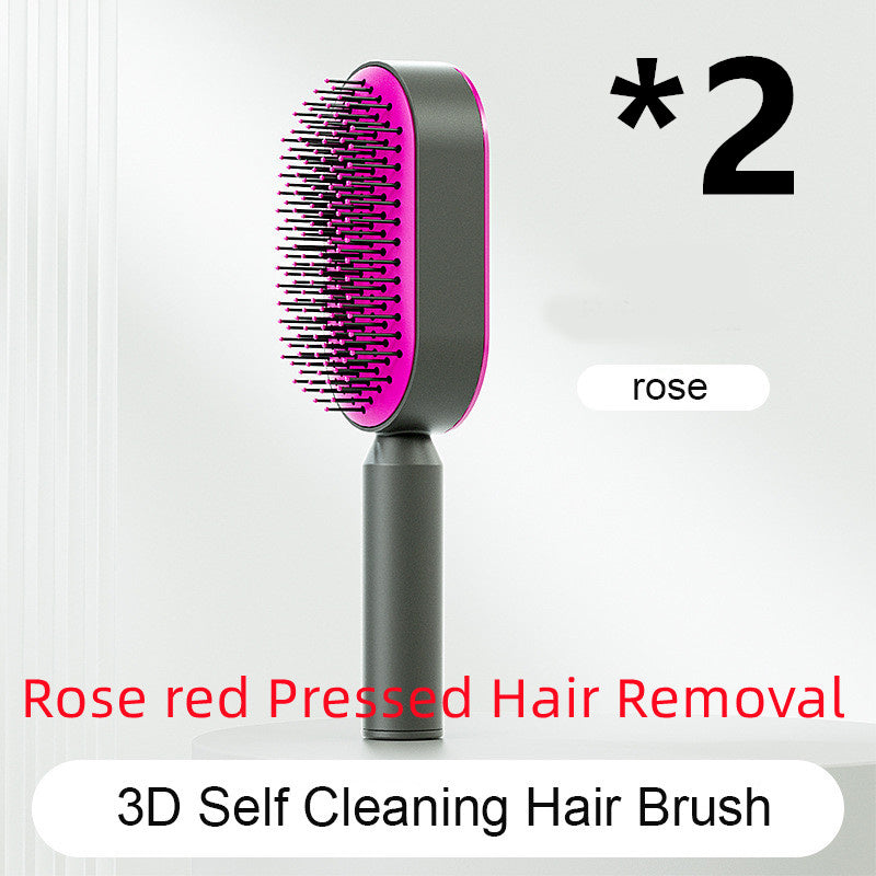 Self Cleaning Hair Brush For Women One-key Cleaning Hair Loss Airbag Massage Scalp Comb Anti-Static Hairbrush CJ