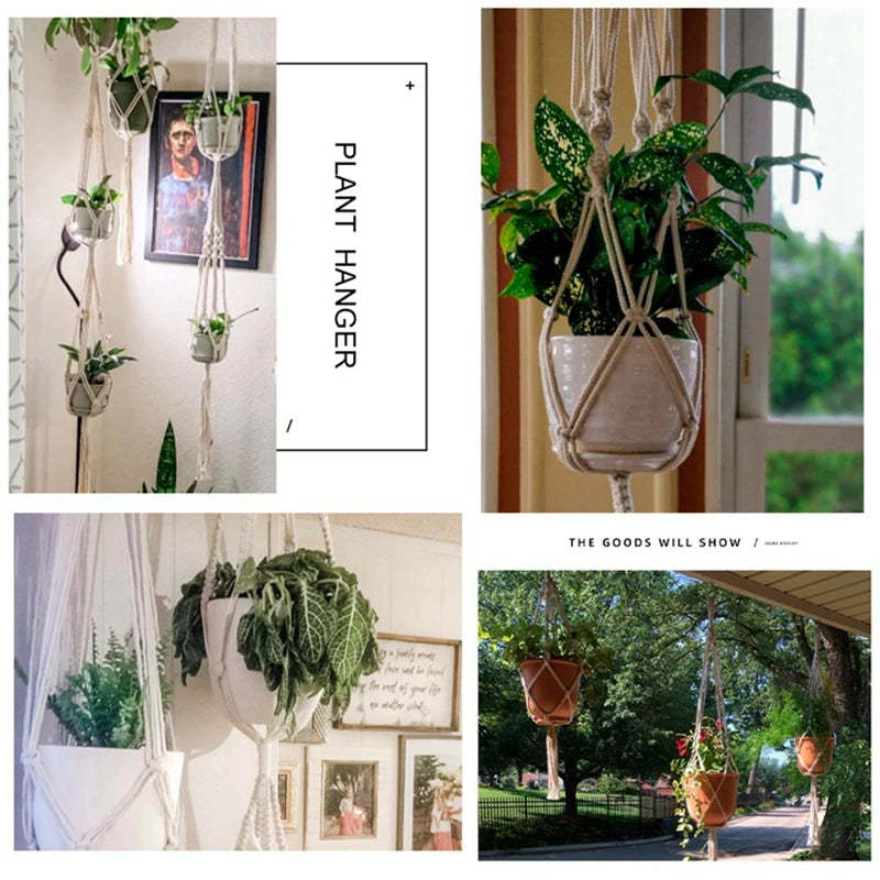 Hanging Plant Handmade Macrame Plant Hanger Flower Pot Planter Hanger Wall Decor Courtyard Garden Hanging Planter Hanging Basket A&S Collection