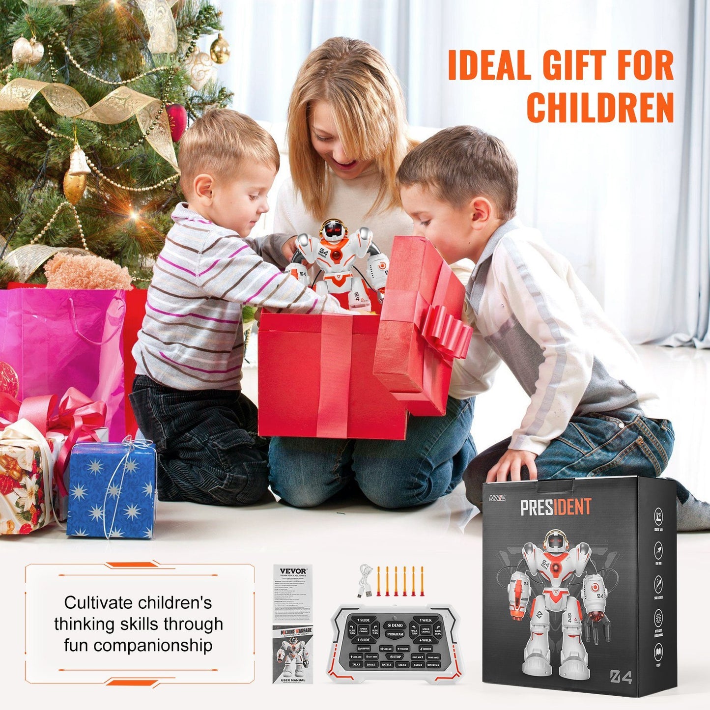 VEVOR RC Robot Toy Battle Robot For Kids Remote Control Robotic Toy Programmable