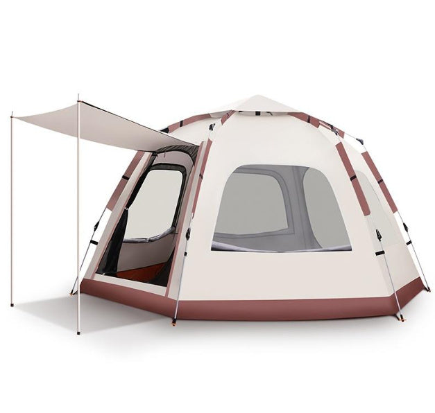 Outdoor Camping Camping Beige Khaki Large Hexagonal Tent Windproof Waterproof Anti Mosquito A&S Collection