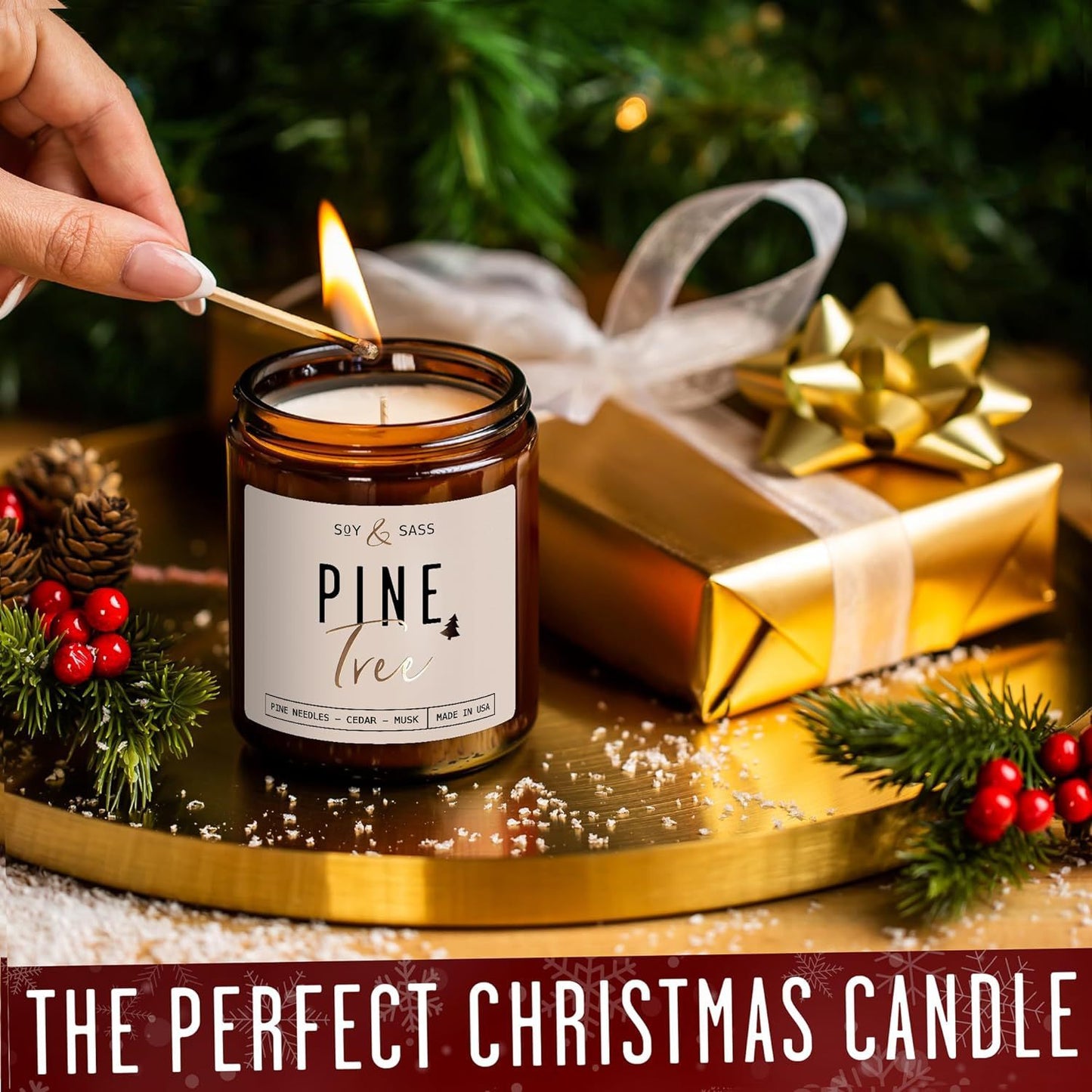 Pine Scented Candle - Natural Home Fragrance for Relaxation & Cozy Ambiance CJ