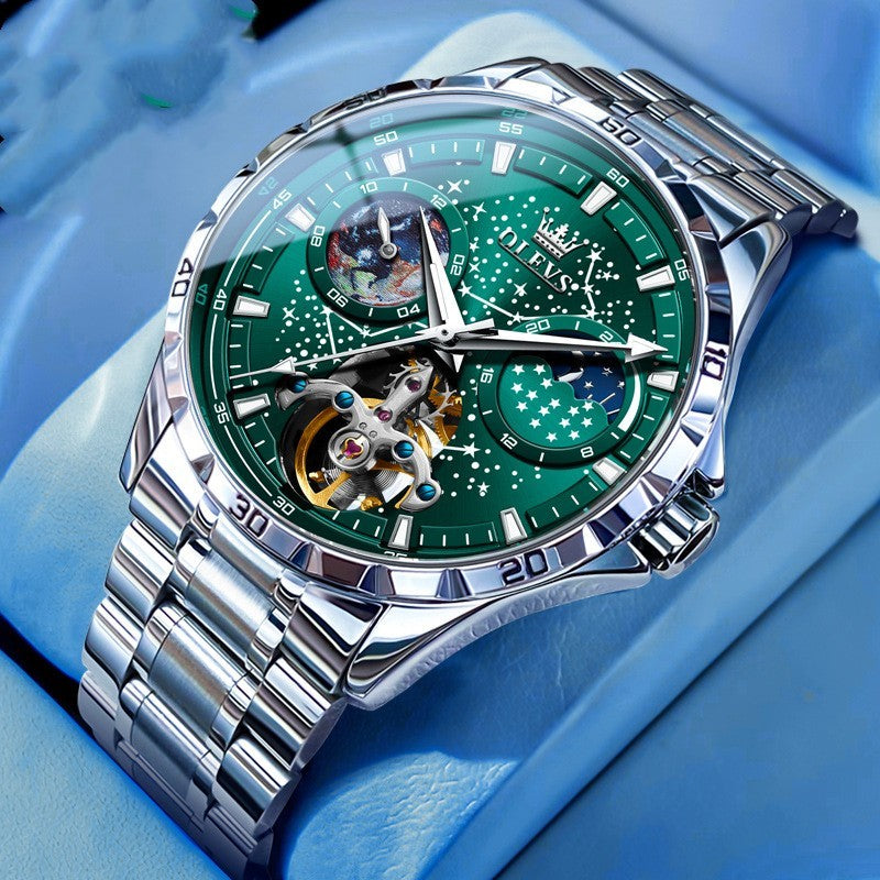 Fashion Starry Sky Mechanical Watch Business Hollow Waterproof Men.