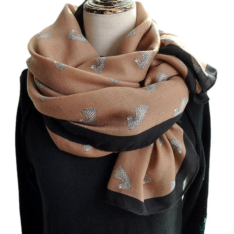 Elegant Korean cotton-hemp scarf with thin, warm neck collar, perfect for high-end spring and autumn style A&S Collection