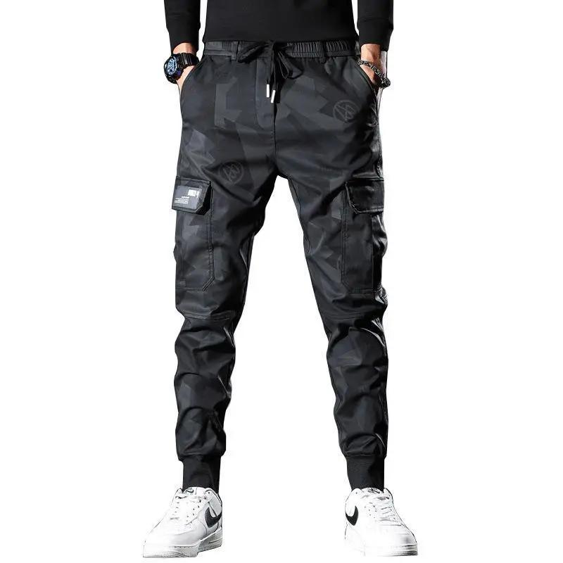 Spring/summer thin camouflage casual pants men's fashion brand new slim-fit elastic waist corset cargo long pants A&S Collection