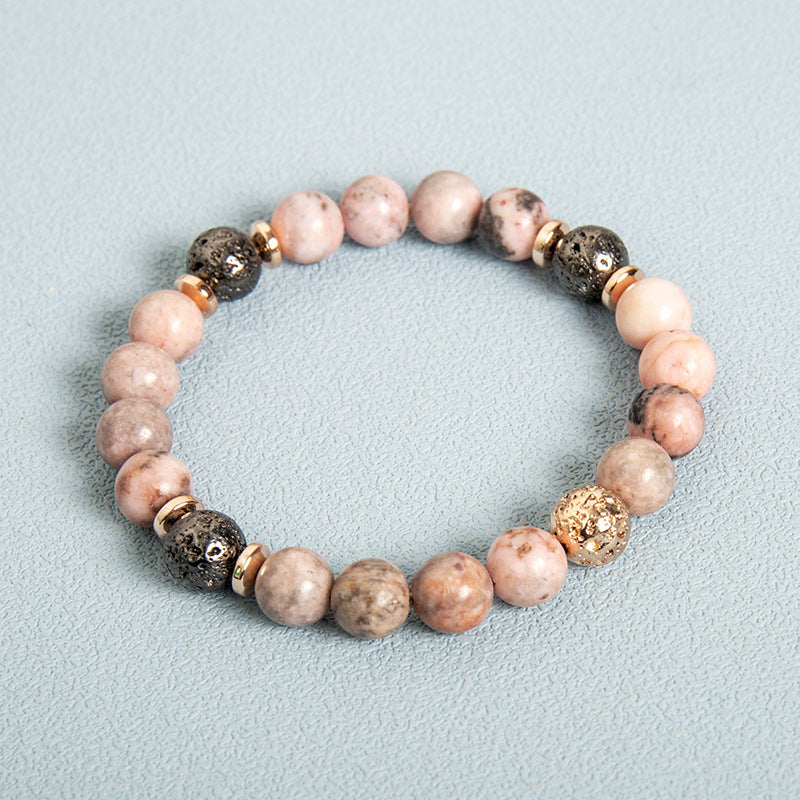 Fashion New Haematite Spacer Natural Stone Powder Zebra Beaded Bracelet CJ