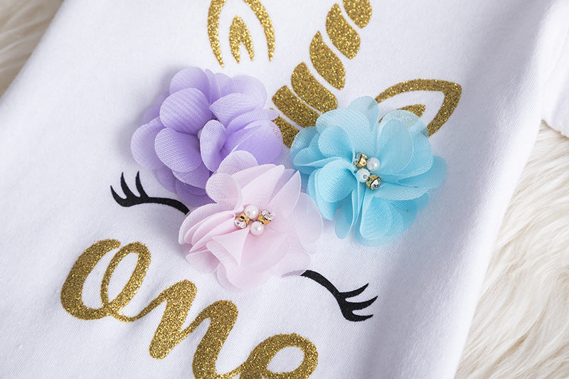 new children's wear unicorn girl skirt foreign trade cross-border birthday dress T-shirt casual skirt wholesale A&S Collection