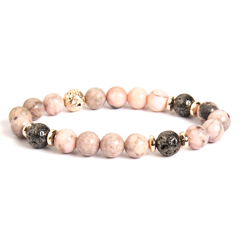 Fashion New Haematite Spacer Natural Stone Powder Zebra Beaded Bracelet CJ